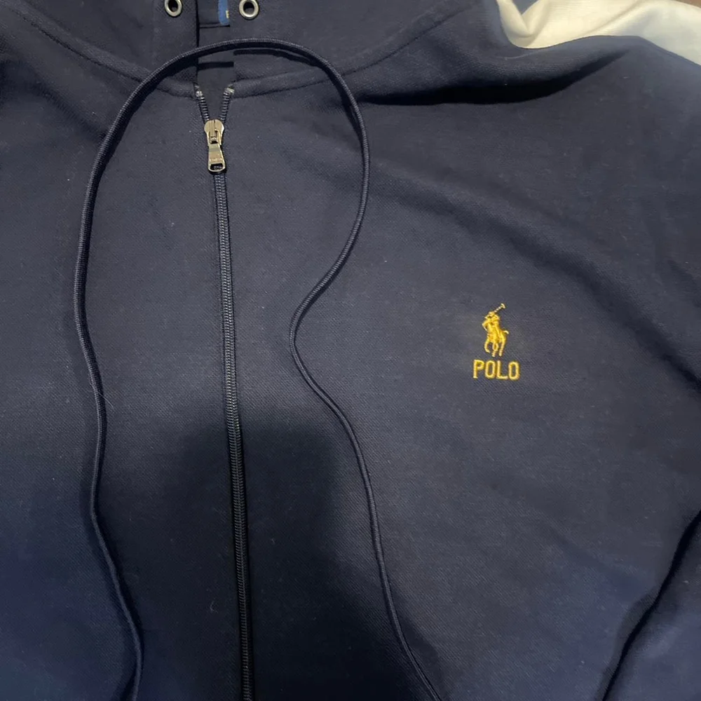 Ralph Lauren Mens Double Knit Full Zip Hoodie Jacket Navy w/ Pony(worn Once XL) - Picture 3 of 5